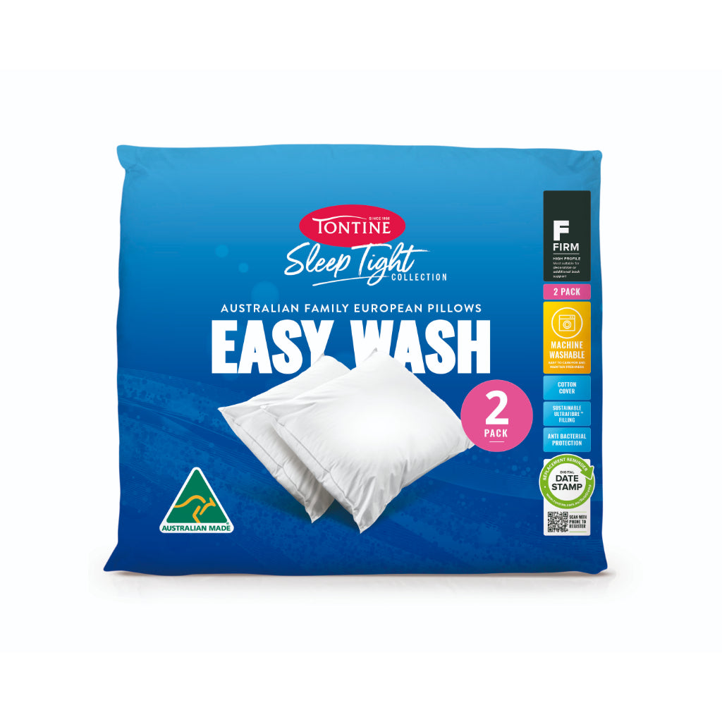 Sleep Tight Easy Wash Euro 2 Pack Pillow - High & Firm